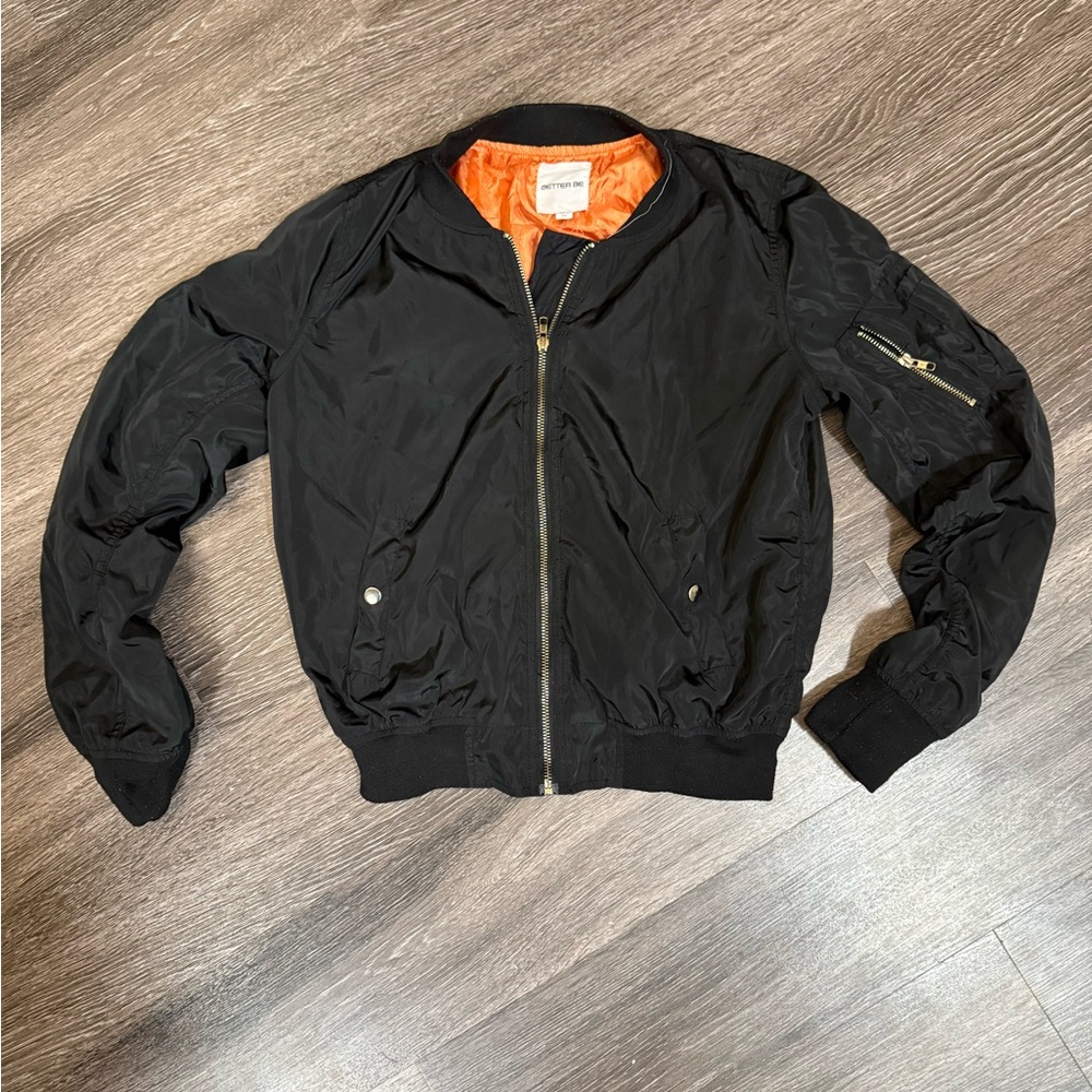 Better Be Black Bomber Jacket with Orange Interior